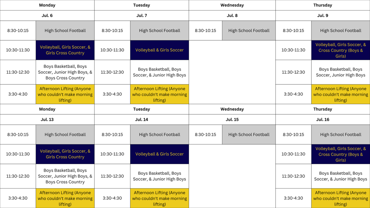 OGHS_SC's tweet photo. We are 1 week away from the end of this school year!!
Here is a look into thesummer schedule for the S &amp; C Program. It is subject to change, but this gives an idea for summer planning.
Sign up through the link: https://t.co/JyuNaZ8b4p
The last day to sign up is Memorial Day https://t.co/6ePCNideOG