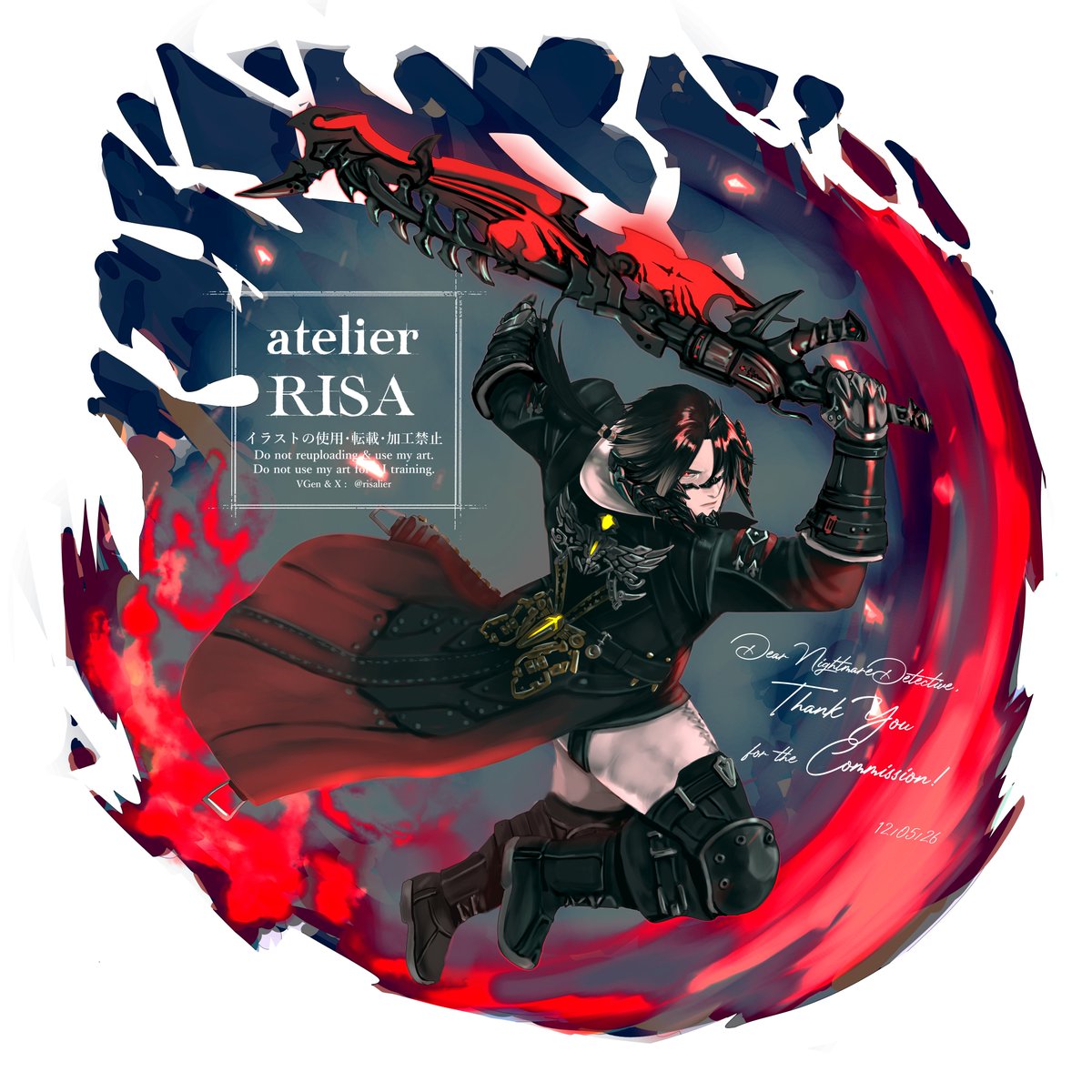risalier's tweet photo. FFXIV Au Ra character commission work requested by @Nightmare_Det https://t.co/EArzym5kJ0