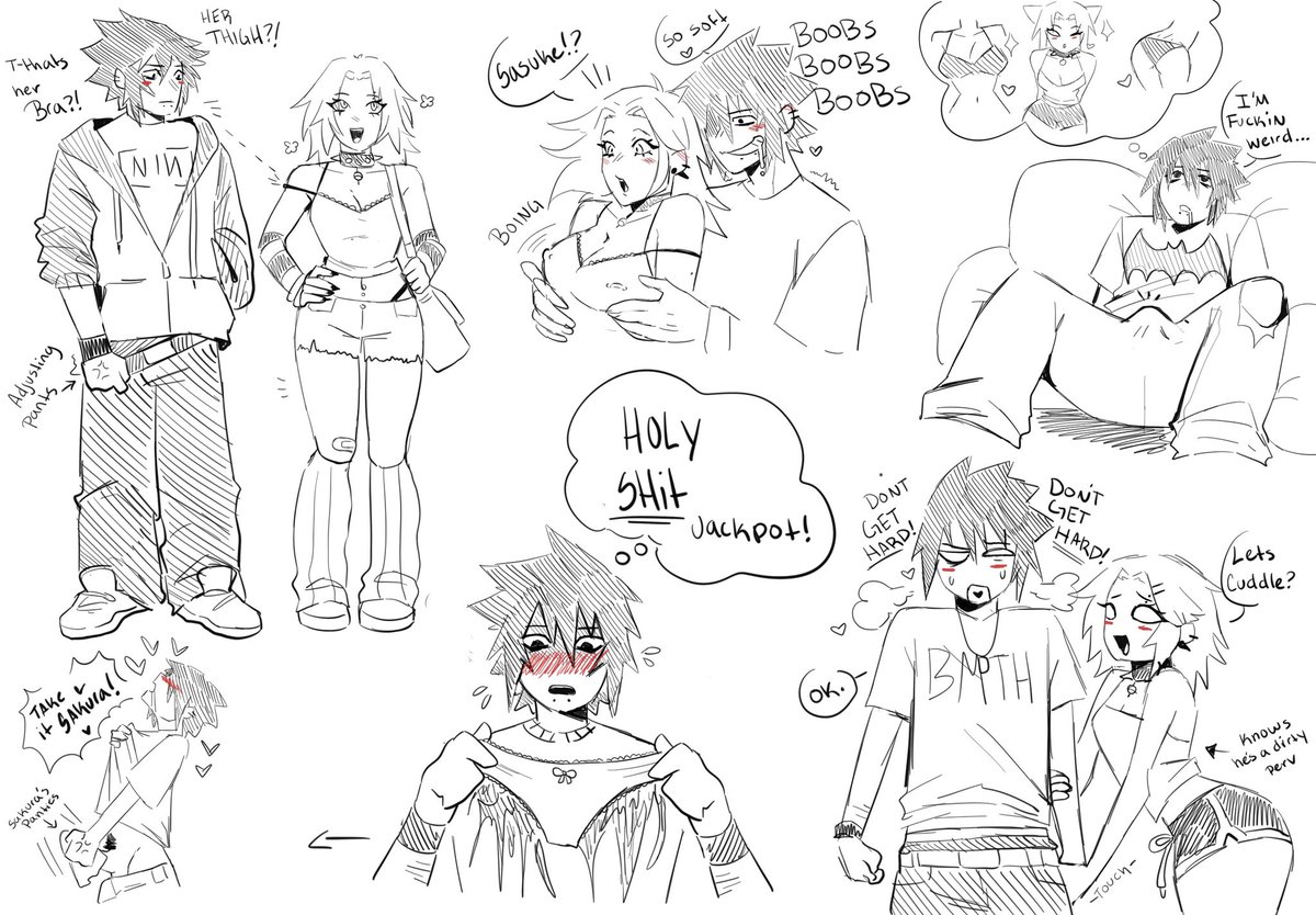 crispycandyyy's tweet photo. I wanted to do something a little au on a nsfw darker side 

EXTREMELY perverted emo sasuke  who is OBSESSED with his scene girlfriend Sakura https://t.co/rq3JUXipaU