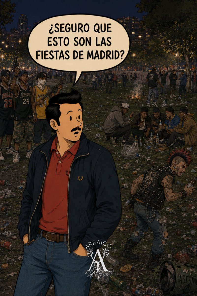 ARRAIGO_es's tweet photo. Hoy #RamiroArraigo visita la Pradera de San Isidro: no sabe en qué momento pasó de ser chulapos, rosquillas y vermú a convertirse en un vertedero ilegal y una convención multicultural de gentuza. 

Antes ibas a ver el Madrid castizo; ahora esquivas basura, peleas y delincuentes. https://t.co/Rlim6Wylcy