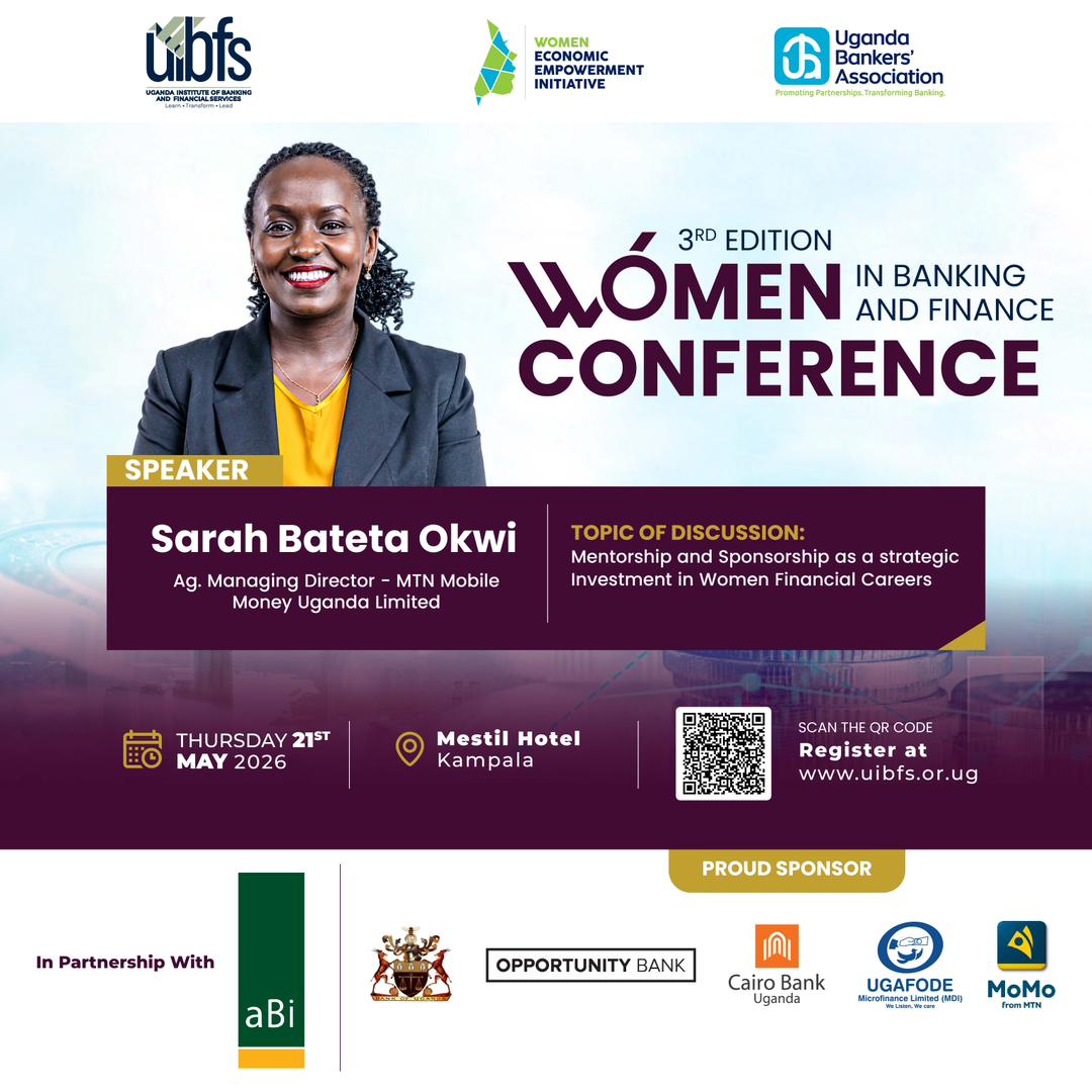 ibfsUg's tweet photo. ⏳ Just a Few Days to Go! | Speaker Spotlight ✨

The countdown to the 3rd Edition of the Women in Banking and Finance Conference 2026 is on and we are excited to feature Ms. Sarah Bateta Okwi as one of our distinguished speakers! 💼🌍

She will be leading an insightful conversation on:
📌 “Mentorship and Sponsorship as a Strategic Investment in Women Financial Careers.”

In today’s evolving financial landscape, mentorship and sponsorship are more than support systems, they are powerful tools for accelerating leadership, growth, and opportunity for women.

Don’t miss this opportunity to learn from one of the sector’s leading voices as we gather under the theme:
“Give to Gain: Investing in Women, Transforming Finance.” ✨

📅 Thursday, 21st May 2026
📍 Mestil Hotel Kampala

🎟️ A few slots are remaining, register today via: https://t.co/ujmG7JnbZl   to be a part of this knowledge-packed experience.

#WIBF2026 #WomenInFinance #Leadership #WomenLeadership #UIBFS #TransformingFinance #Mentorship #Sponsorship @ugbankers @BOU_Official @Opportunity_UG @CairoBank @UgafodeMDI @mtnmomoug