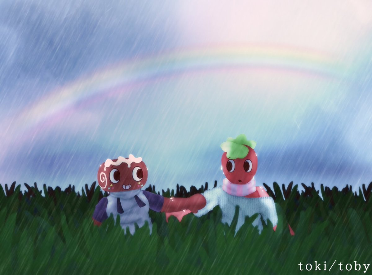 Toby799270's tweet photo. in the rain
 #dandysworld #dandysworldsfanart #fruitcakedandysworld #fruitcake https://t.co/ykawWB36vb