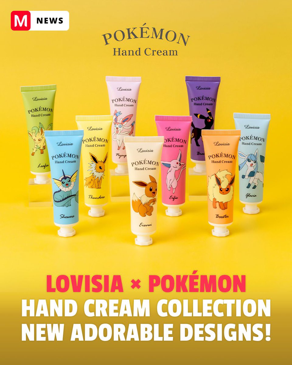 mecchaJP's tweet photo. The CUTEST Pokémon Hand Cream Collection EVER! 💕
Lovisia × Pokémon is back with 30 adorable designs!
Featuring brand new poses and exciting debuts including Squirtle, Vaporeon, Jolteon & Flareon ✨
Which one are you grabbing first? 👀
#Pokemon #Lovisia #PokemonHandCream https://t.co/lj5d0xaKeB