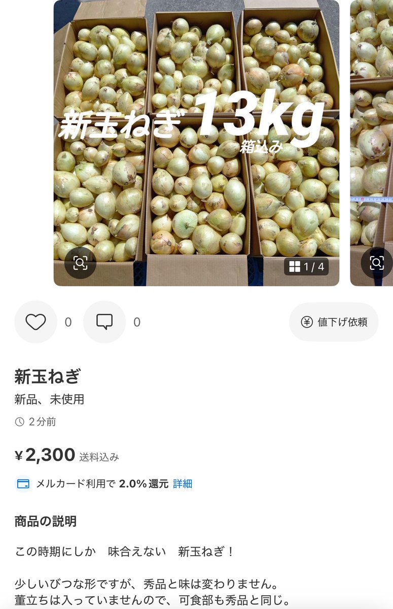 玉ねぎ13キロ送料込み2300円