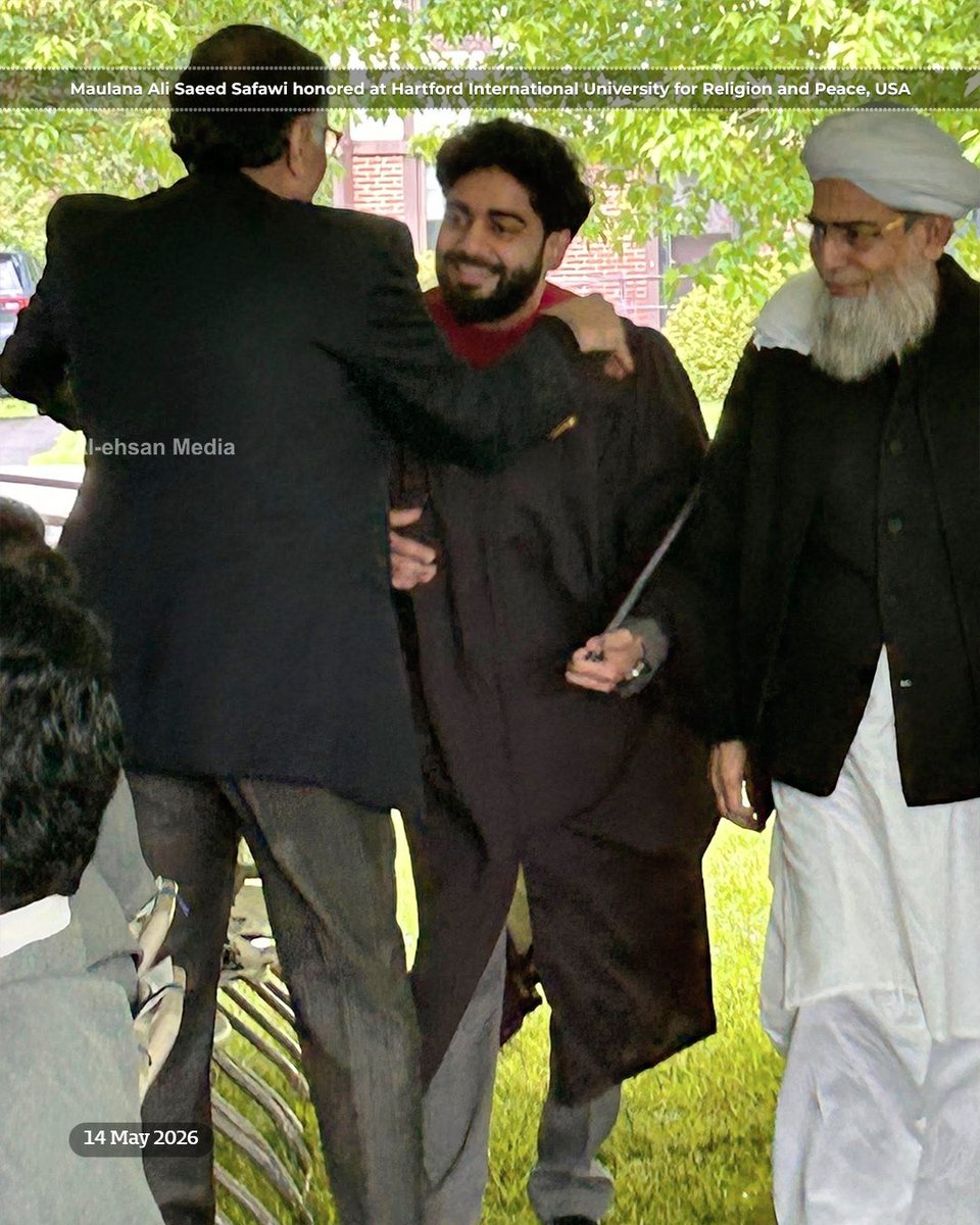 AlehsanMedia's tweet photo. Heartfelt congratulations to Maulana Ali Saeed Safawi on successfully completing his Master’s Degree from Hartford International University for Religion and Peace, USA, and being honored at the Graduation Ceremony.
#HartfordInternationalUniversity #GraduationCeremony #ArifBillah https://t.co/6tdcJ9UpuR