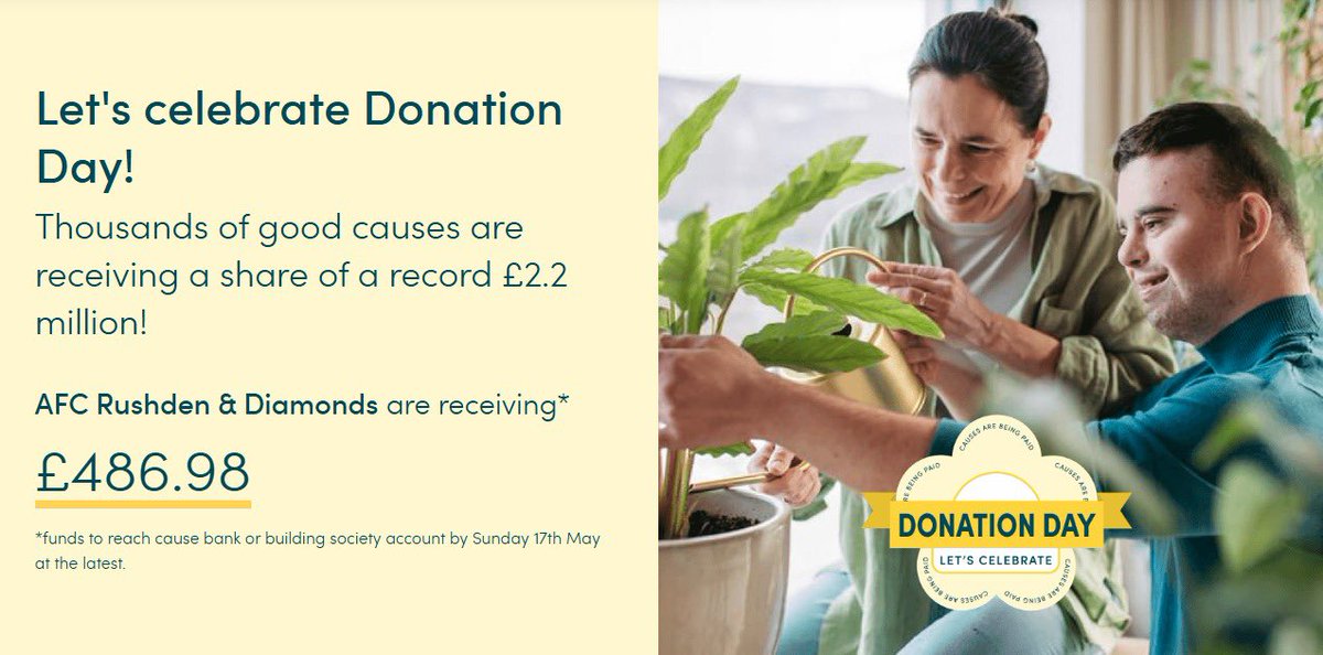 AFCRD's tweet photo. Easy Fundraising for the Diamonds! 💎 

On Donation Day this past Tuesday, you raised over £486 for the club using Easy Fundraising just by shopping online!

We’d love for more of our fans to use this for FREE! Find out more & how to easily sign up below!

What is Easy Fundraising?

Sign up and at 0 extra cost to you, you can shop online with over 8,000 retailers. They will then donate a portion of your of what you spend to AFC Rushden & Diamonds!

How to use Easy Fundraising:

1. Download the free app on iOS or Android. Choose a retailer, shop as normal, and start earning the club donations.

2. Add the browser extension and get a handy pop-up whenever a retailer is offering a donation – just click to activate.

3. Log in to the Easy Fundraising website, pick your retailer, shop, and raise a free donation when you checkout.

https://t.co/i2VAArriwM
