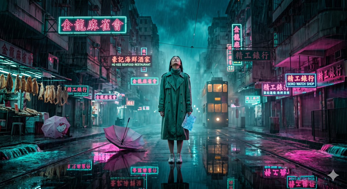 santhoshramesh's tweet photo. 🎨 Neon Solitude
at 2:47AM, the city stops pretending. 🌧️  
some stories don't need words — just rain, neon, and silence.  what do you see in this? 👇 
 #AIArt #GeminiAI #CinematicAI #NeonNoir #AIGenerated #DigitalArt