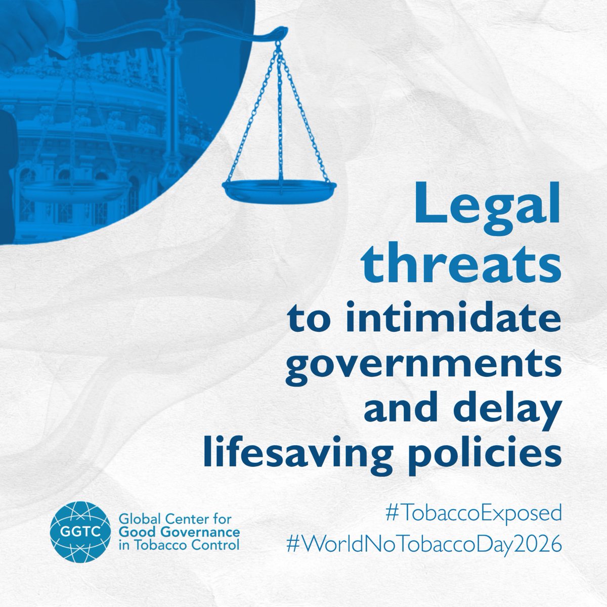 TheGGTC's tweet photo. Lobbying and policy manipulation are among the tobacco industry’s most persistent tactics to protect profits and resist stronger regulation.

From funding research that creates doubt, to using front groups to shape public opinion, to pressuring governments through legal and political tactics, tobacco industry interference continues to undermine effective public health action around the world.

These strategies are designed to delay safeguards, weaken tobacco control measures, and keep harmful products on the market for as long as possible.

This #WorldNoTobaccoDay2026, exposing tobacco industry interference means recognizing how influence is built behind closed doors — and why protecting public health requires stronger safeguards against industry manipulation.
#TobaccoExposed #UnmaskTheAppeal