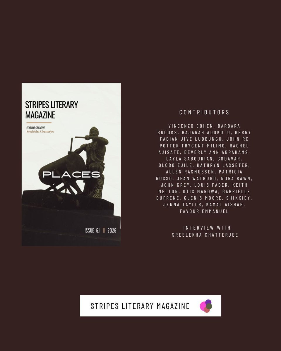 thestripesmag's tweet photo. Stripes Literary Magazine Issue 6.1 [PLACES] is now live!

Read on: https://t.co/s07ttYUGDW

Order paperback: https://t.co/IEazPZ03cQ https://t.co/vB0qUOBFVA