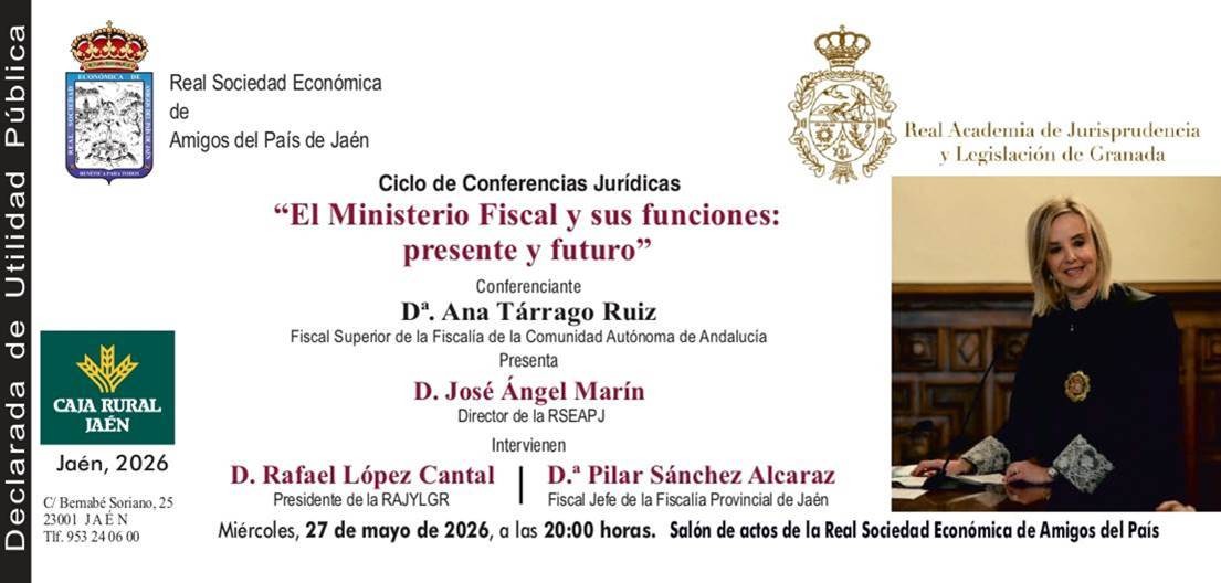 rajylgr's tweet photo. 📢  No te pierdas la última conferencia jurídica del ciclo impulsado por la @real_economica de Jáen y la #RAJYL de Granada.
🔸El #MinisterioFiscal y sus funciones: presente y futuro
🗣️ Ana Tárrago Ruiz, fiscal superior de Andalucía
📅27 de mayo
⏰20h.
📍Salón de Actos RSEAPJ https://t.co/qEtiZuxgHW