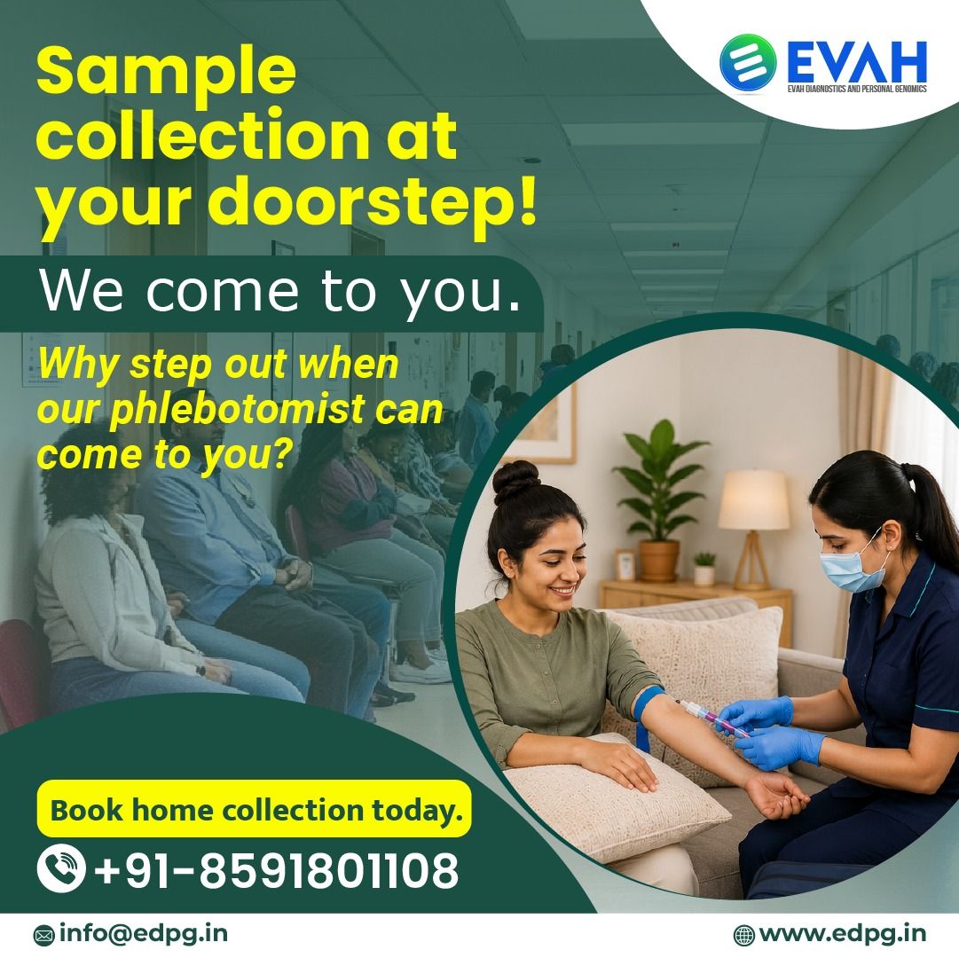 EvahDiagnostics's tweet photo. Your health checkup just got easier.
Professional sample collection from the comfort of your home, quick, safe, and reliable.

No queues. No travel. Just care at your doorstep.

📞 Call now to book: +91-8591801108
🌐Visit: https://t.co/rZxmjzZPPu

#HomeSampleCollection #edpg https://t.co/Xq5ZMDJl1V