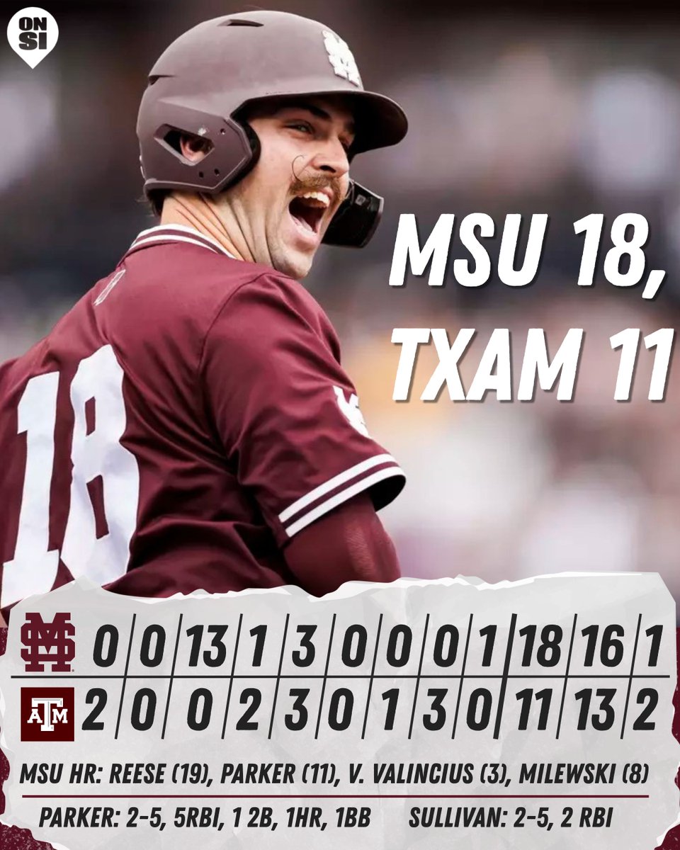 DawgsZone's tweet photo. No. 13 Mississippi State nearly run-rules No. 10 Texas A&amp;M in series opener Thursday night. #HailState #SECBaseball https://t.co/zn01hXFuP1