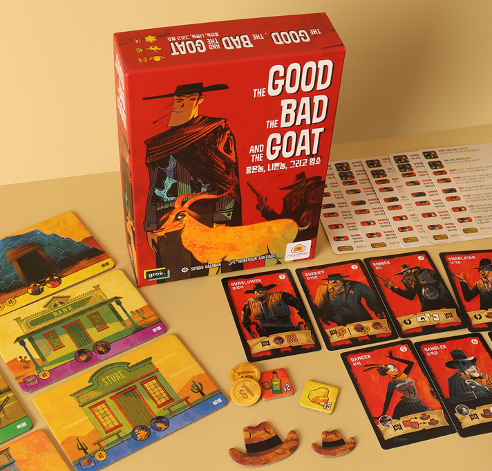 iMandooGames's tweet photo. 🤠嘘と駆け引きが飛び交う、ブラフ全開の西部劇カードゲーム！
#ゲーム2026春  #The_Good_The_Bad_and_The_Goat

▷ 予約リンク↓
https://t.co/n76gjDO7ZW https://t.co/lR1oEFbLcX