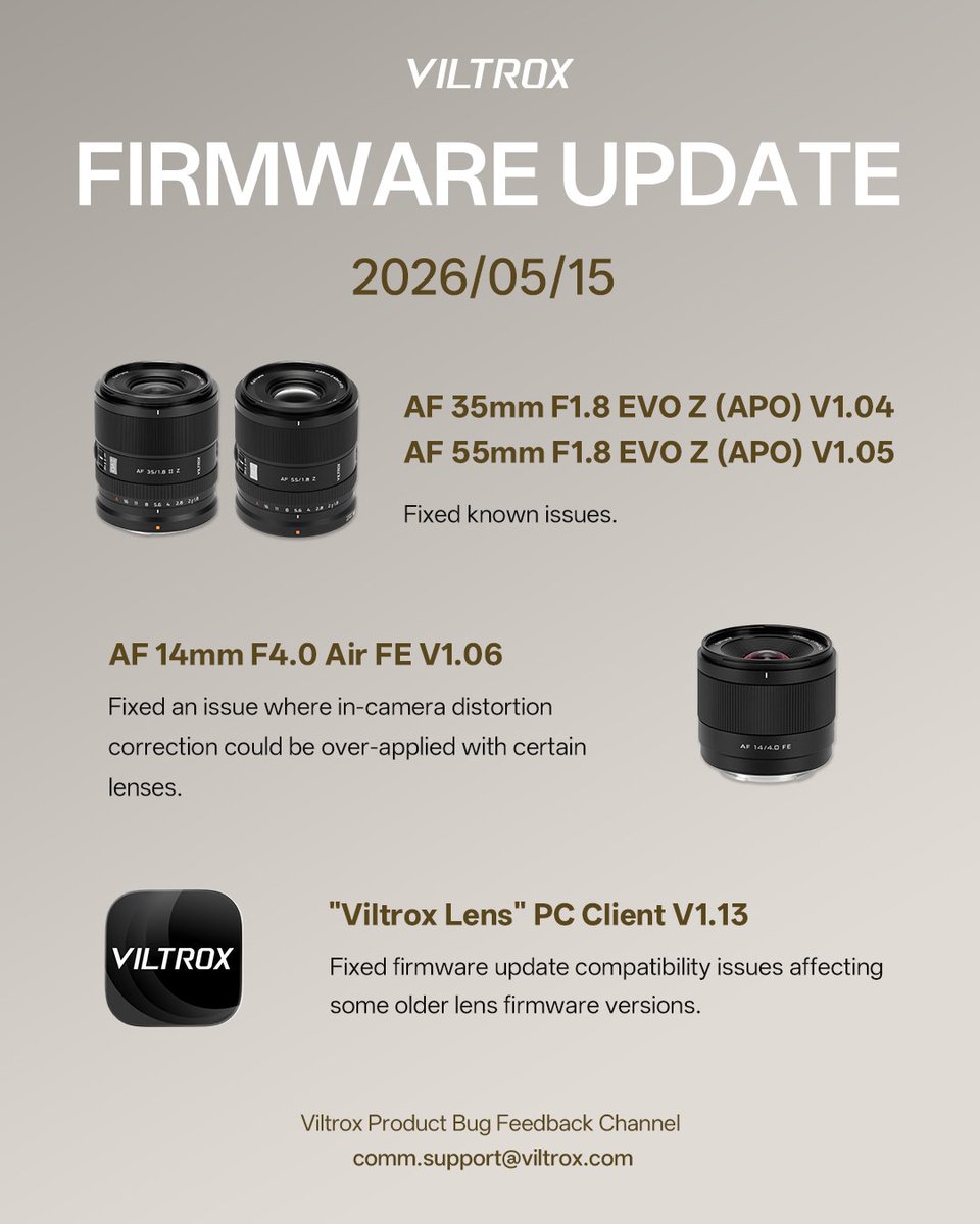 Firmwareupdate Viltrox Latest Firmware Update. 🔧AF 35mm F1.8 EVO