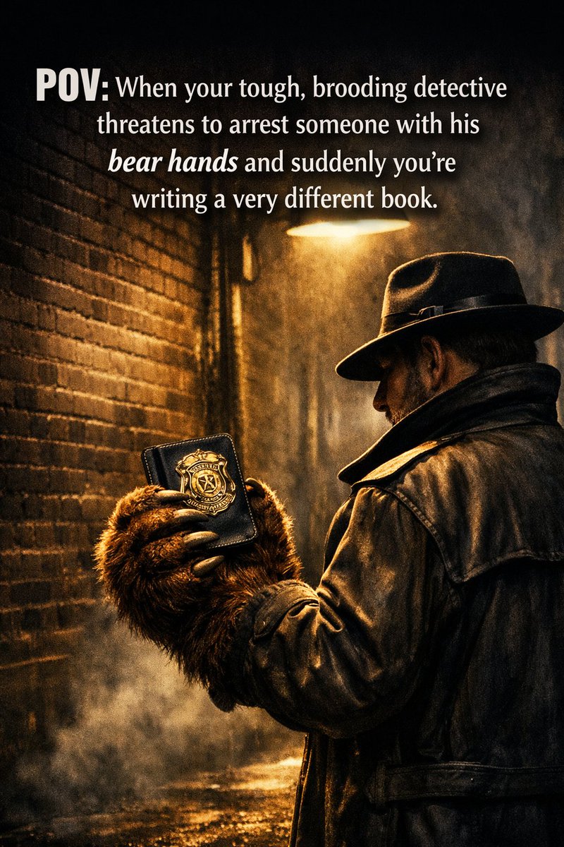 GabbyLowe's tweet photo. Last laugh, Domme Mom Book 3, is currently in editing and as always, my editor Anne and I got a good laugh over my type-Os. Today Detective Dee wanted to drag someone to the station with his BEAR hands 😂 #AmEditing #AmWriting #TypeO https://t.co/asuQVCRJrz