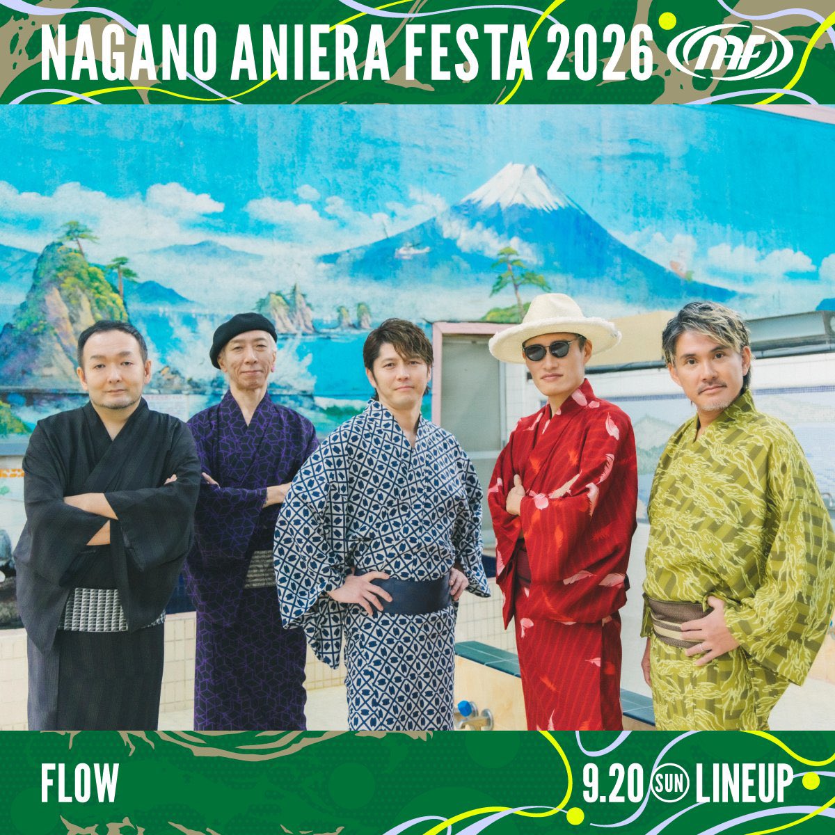 FLOW_official's tweet photo. 🔥フェス出演情報🔥

長野県佐久市で開催される、
『ナガノアニエラフェスタ2026』への出演が決定！🎸✨

FLOWは2日目、9月20日(日)に出演します‼️

＜開催概要＞
『ナガノアニエラフェスタ2026』
🗓️9月20日(日)
📍駒場公園

🎫チケットは現在先行受付中！
▼お申し込みはこちらから！
https://t.co/91C0PyOBsz

#アニエラ #NAF26