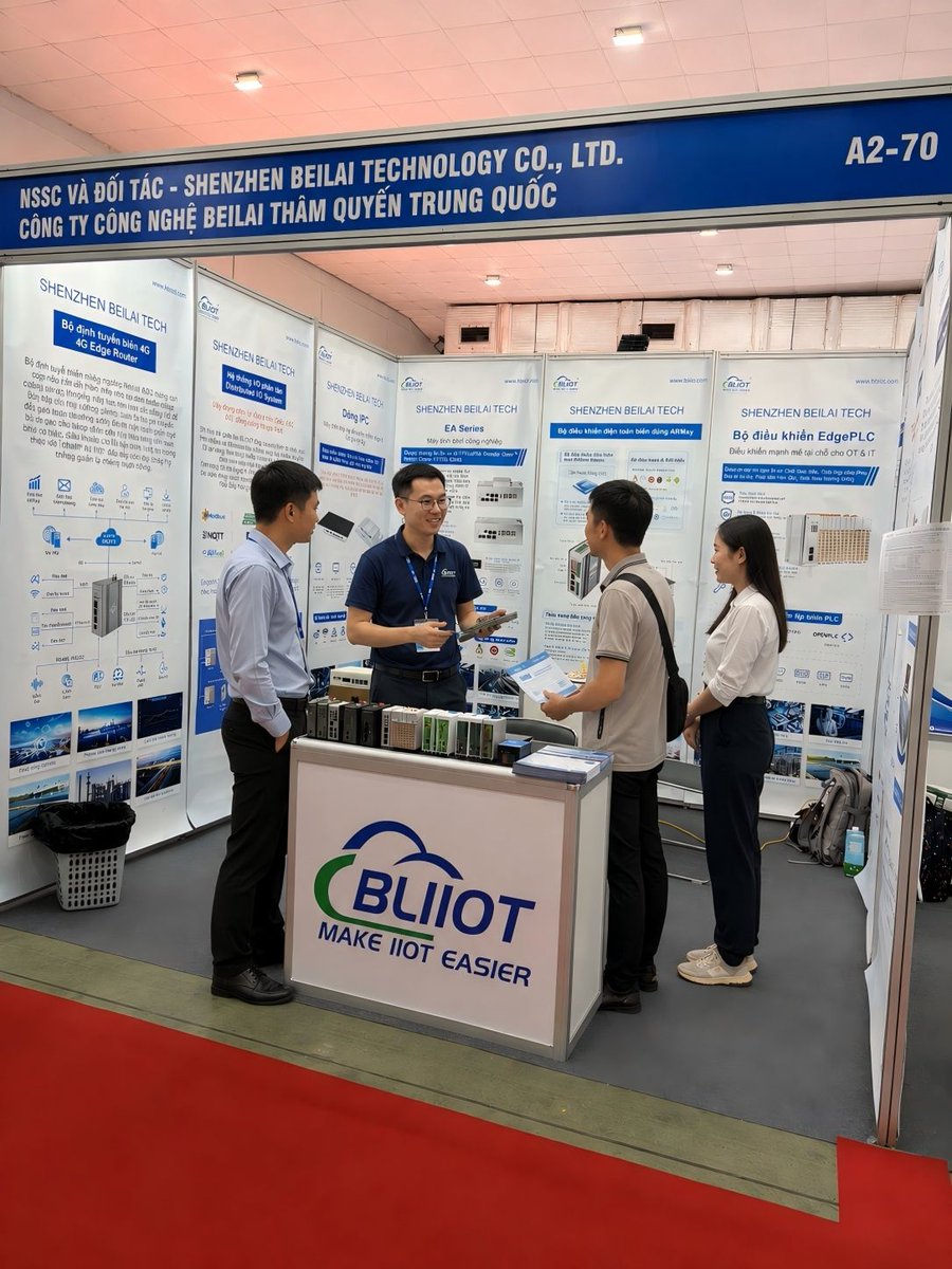 BeilaiTech's tweet photo. Day 2 at #VietnamAT2026 – our industrial hardware is getting serious attention. #BLIIOT designs &amp; manufactures reliable edge controllers + IO modules for smart factory, agri, BMS.

Test them live at Booth 70, Hall 2, #Hanoi. Tomorrow’s last day.#IIOT #IndustrialAutomation #AT2026 https://t.co/vNTu4CUZ1z