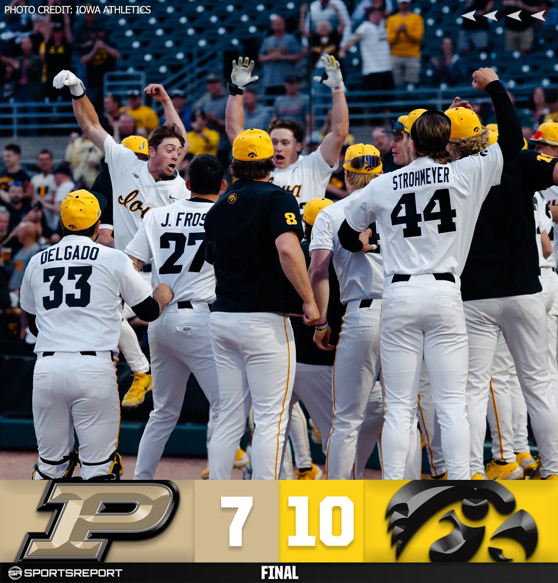 SRHawkeyes's tweet photo. HAWKEYES WIN!!! Iowa Baseball beats Purdue to open the series in Des Moines!! https://t.co/abVHpWNg3i