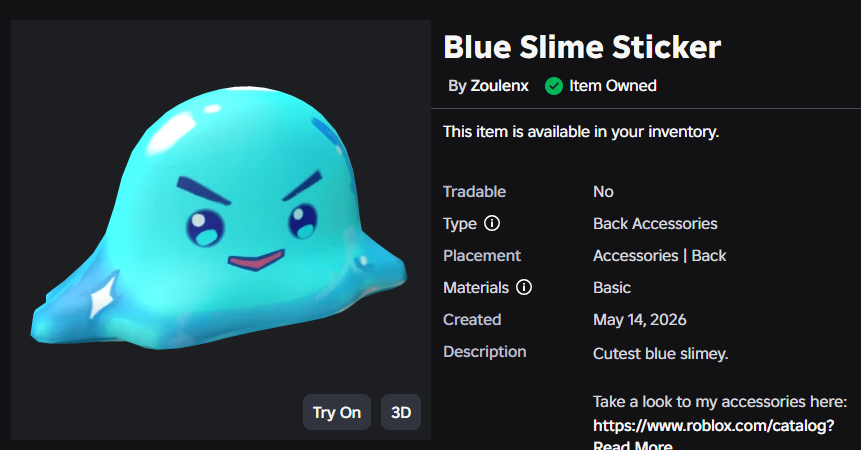 Storm_3D2's tweet photo. Hey!  

𝙉𝙚𝙬 𝙐𝙂𝘾  

𝗕𝗹𝘂𝗲 𝗦𝗹𝗶𝗺𝗲𝘆 𝗨𝗚𝗖 𝗳𝗼𝗿 𝗕𝗮𝗰𝗸 🔵 
Brighter in games

Take a look to it here: https://t.co/nP1kuLJ2EY

#UGC #RobloxUGC https://t.co/QGdmRY6LyN