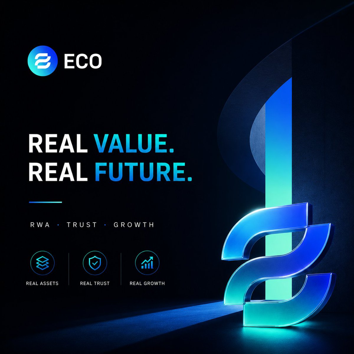 EcoCoin2025's tweet photo. Real value doesn’t need hype.

#ECO is building the bridge between real-world assets and the future of Web3. 🌍

RWA • Trust • Growth

#ECO #RWA #Web3 #FutureFinance https://t.co/nIZMnyyh64