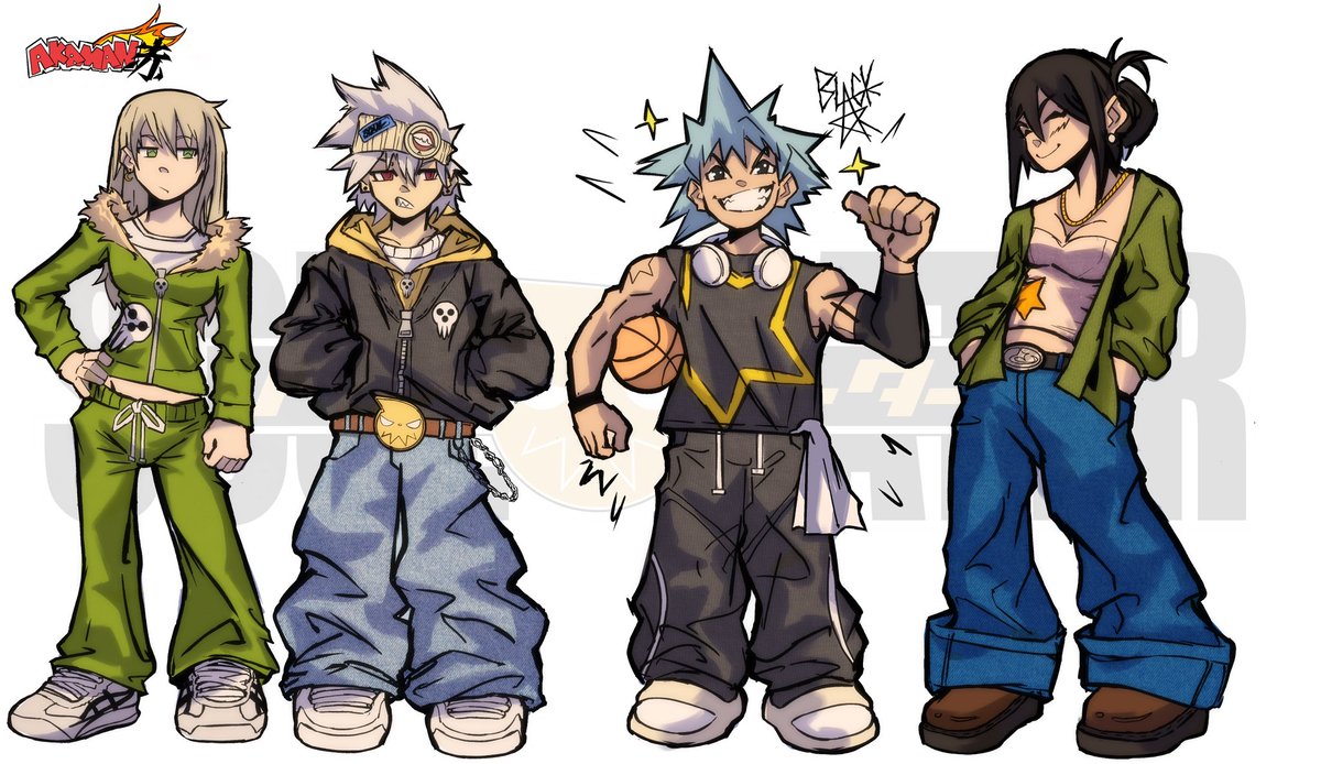 _AKAMAN_'s tweet photo. Drew soul eater characters in y2k streetwear 
#souleaterfanart #souleater https://t.co/IvcJ6SmLnB