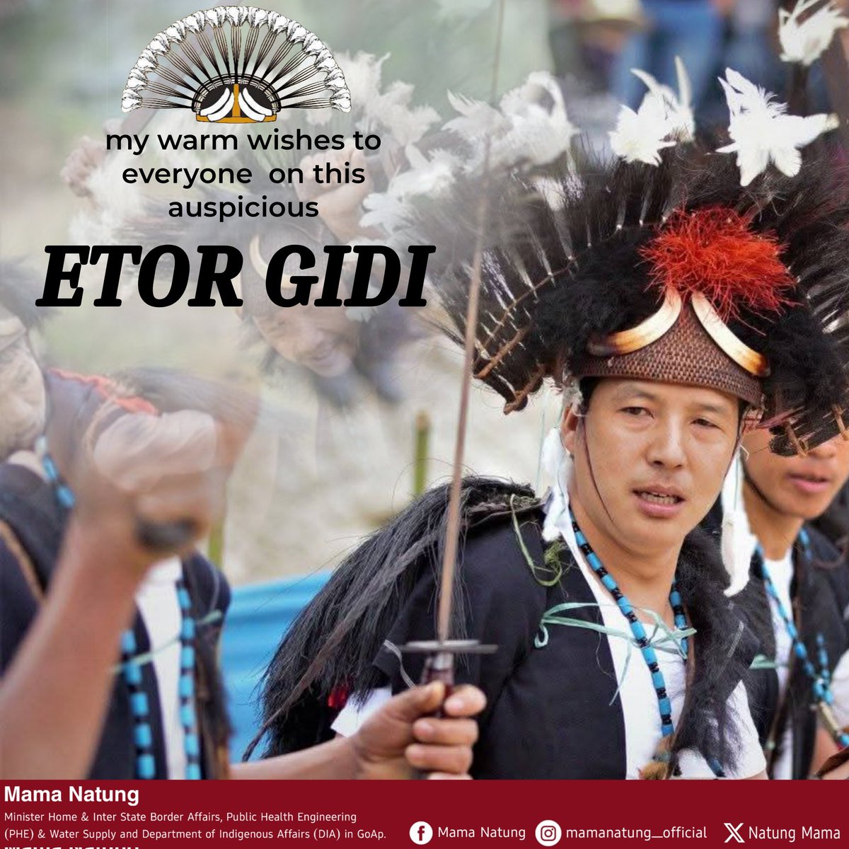 NatungMama's tweet photo. On this auspicious occasion of Etor Gidi, I extend my heartiest greetings to my brothers and sisters of the Adi community.

As the official agricultural cycle begins, the tradition of "Etor"reminds us of the power of community and collective responsibility. By coming together to protect our fields and livestock, we honor the ancient wisdom passed down through generations.

May the blessings of Gumin Soyin bring prosperity to every household and may the rhythmic energy of the Delong dance usher in a season of peace and abundant harvest across our beautiful state.

Happy Etor Gidi to all.