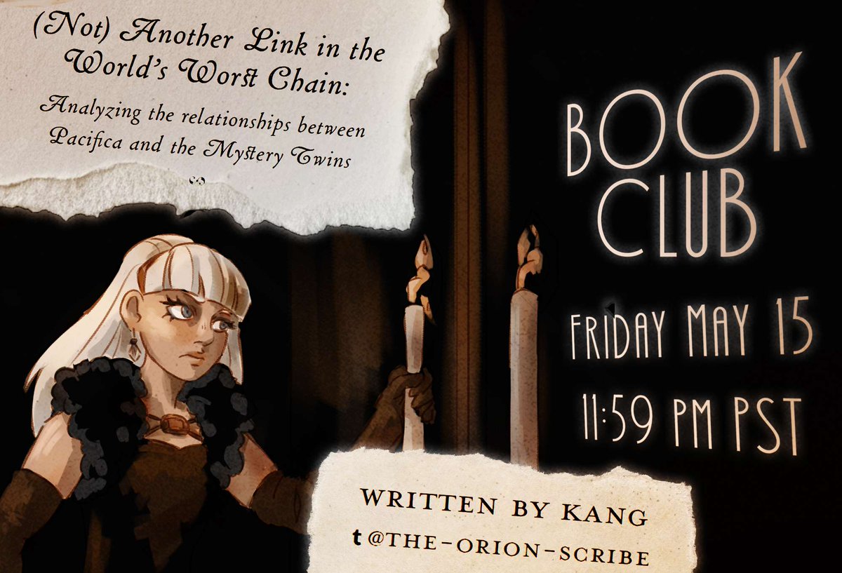 gfnonficzine's tweet photo. Next book club we're discussing "(Not) Another Link in the World's Worst Chain: Analyzing the relationships between Pacifica and the Mystery Twins" by Kang! If you have questions, please bring them with you to book club! 

Join our discord: SJd3nnq3U9 https://t.co/njOmr0QADy