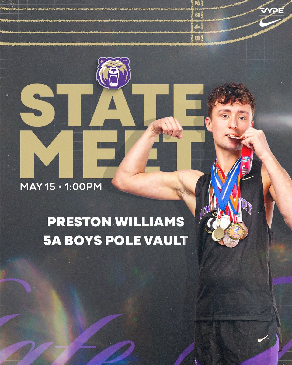 MHSBearBoysTF's tweet photo. Preston and the 8 other best pole vaulters in the state get to go at it tomorrow afternoon in Austin! Let’s go Preston!!! https://t.co/SMMqpH4Cyl