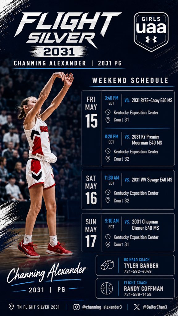 BallerChan3's tweet photo. Headed to Louisville 🏀
2031 PG | TN Flight Silver 13U
May 15-17 | Kentucky Exposition Center
#AGTG #UAGirls #Class2031 https://t.co/HZjEgPBP2z