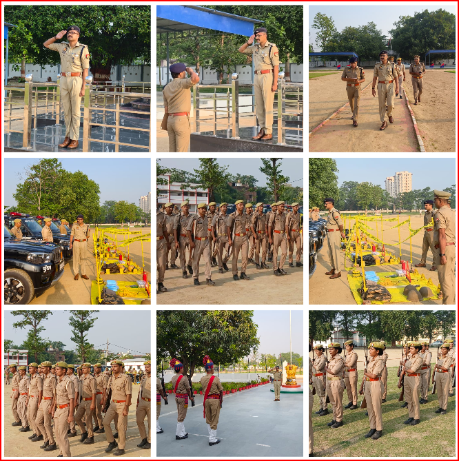DeoriaPolice's tweet photo. श्रीमान् पुलिस अधीक्षक देवरिया @abijith_ips18 
द्वारा आज रिजर्व पुलिस लाइन में शुक्रवार की साप्ताहिक परेड का निरी���्षण किया गया तथा सम्बन्धित को आवश्यक दिशा-निर्देश दिए गए। 
#UPPolice
@diggorakhpur
@AdgGkr https://t.co/IuGP4dtNYr