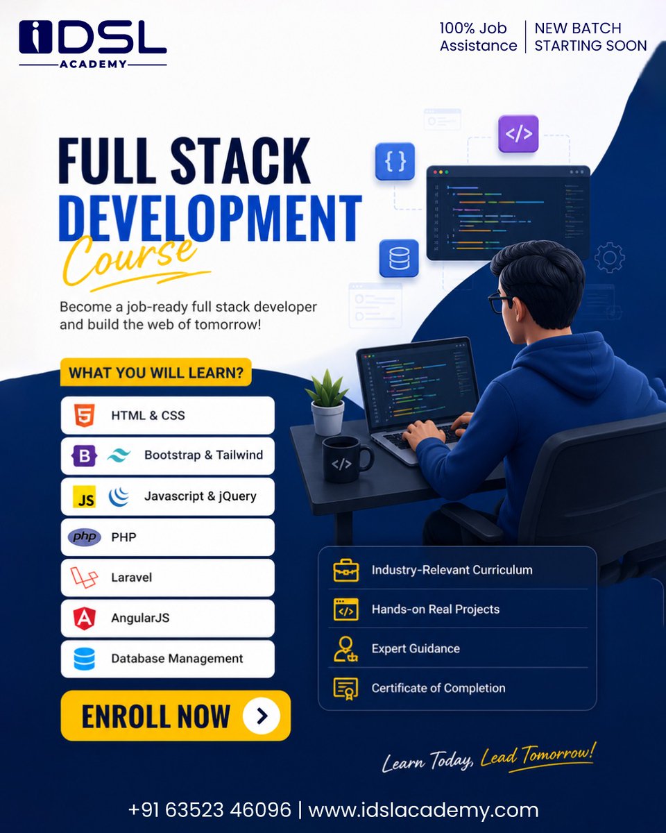 idslacademy's tweet photo. Kickstart your tech career with our Full Stack Development Course 🚀
📞 Enroll Today!
📞 +91 6352346096
🌐 https://t.co/IQh8AzZ0xV

#FullStackDevelopment #WebDevelopment #FullStackCourse #FullStackDeveloper #FullStackTraining #FullStackAcademy #AhmedabadStudents #Bodakdev https://t.co/0PWb6YEbz4