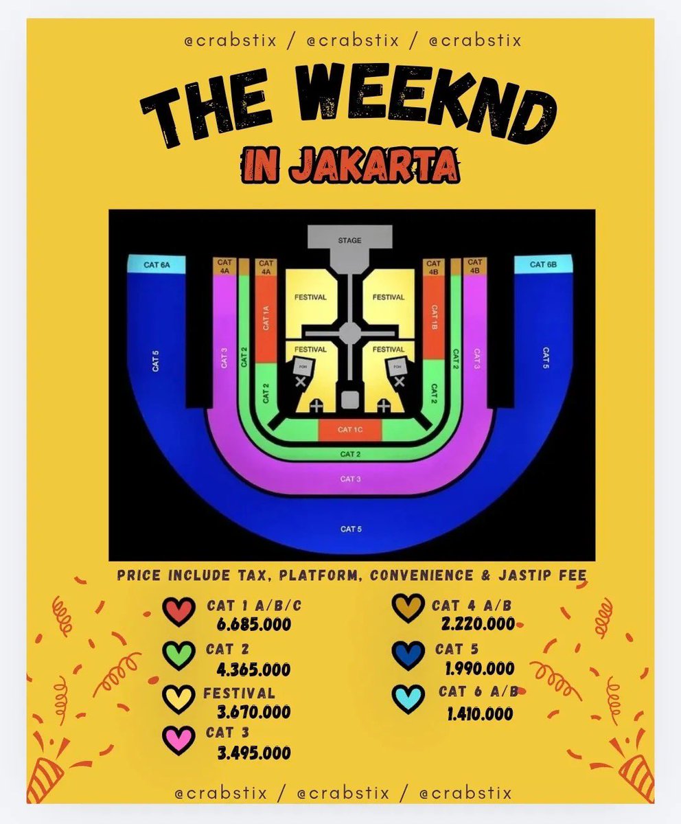 sibebengg's tweet photo. OPEN JASTIP TIKET KONSER THE WEEKND IN JAKARTA🇮🇩

bisa pakai data sendiri✔️
100% experienced &amp; trusted✔️ cek highlight ig
Jastip Presale &amp; Gensale✔️
IG : Crabs.Tix

harga pada foto sudah termasuk semua tax &amp; jastip fee👍🏻

#TheWeekndJakarta #KonserTheWeeknd #TheWeekndinJakarta https://t.co/CED3Y1Nor0