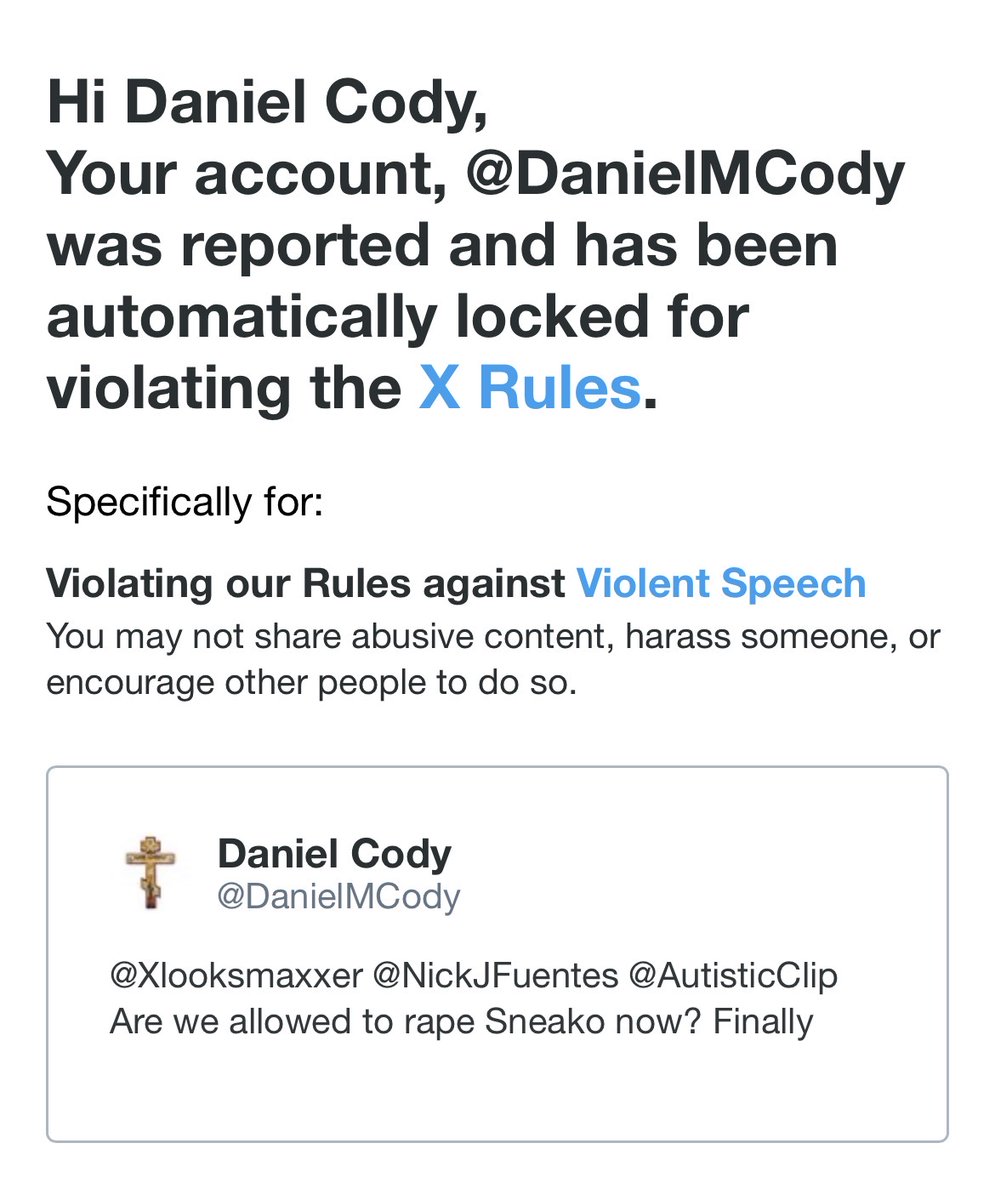 Daniel Cody got suspended tweet media