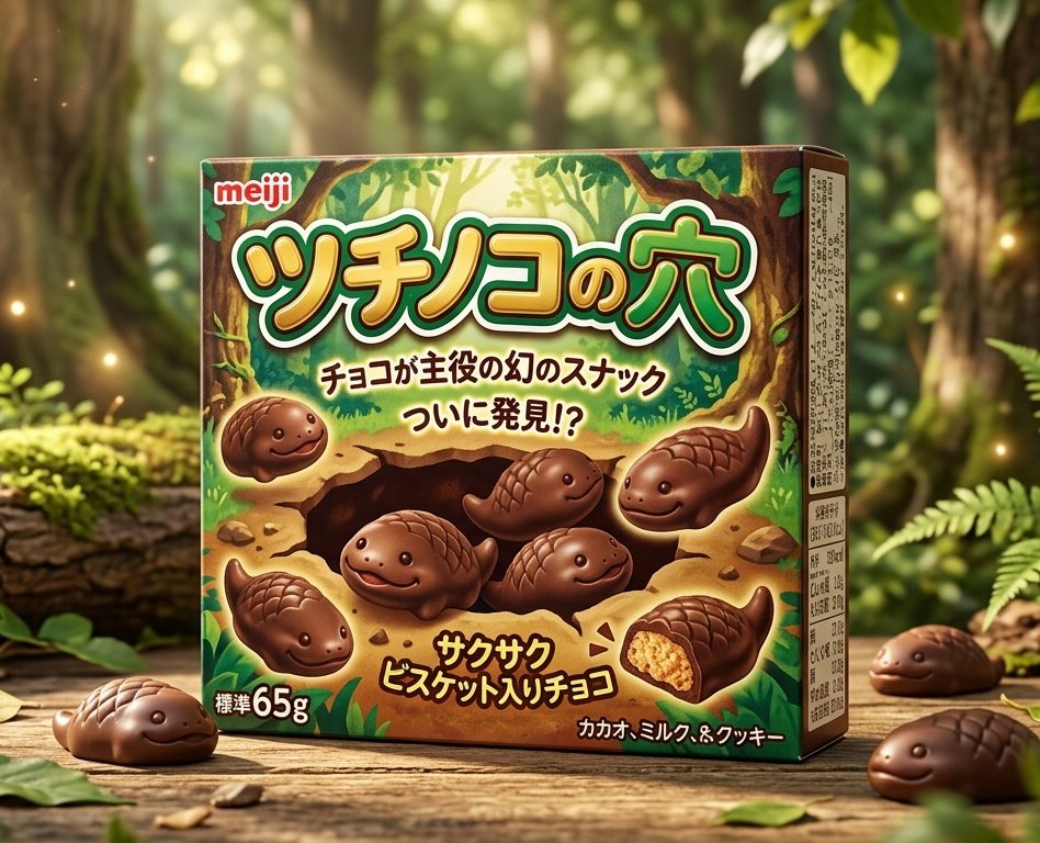 cotomi_aot's tweet photo. 第三お菓子「ツチノコの穴」のパッケージを作ってとジェミちゃんに頼んだらコレ。 https://t.co/uKXhnElTVf