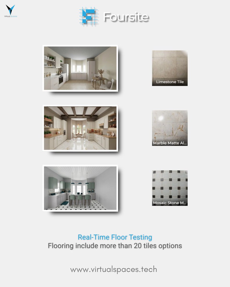 VirtualSpacesIn's tweet photo. Stop the manual re-texturing grind.🏡

Toggle through 8 global styles like Mediterranean or Scandinavian instantly. Swap 20+ tile options and 16 wooden floorings with a single click. 🪄

👉Sign up here: https://t.co/lJio8hkKcU

#AI #InteriorDesign #Foursite #VirtSpaces #2Dto3D https://t.co/vy713QKD28
