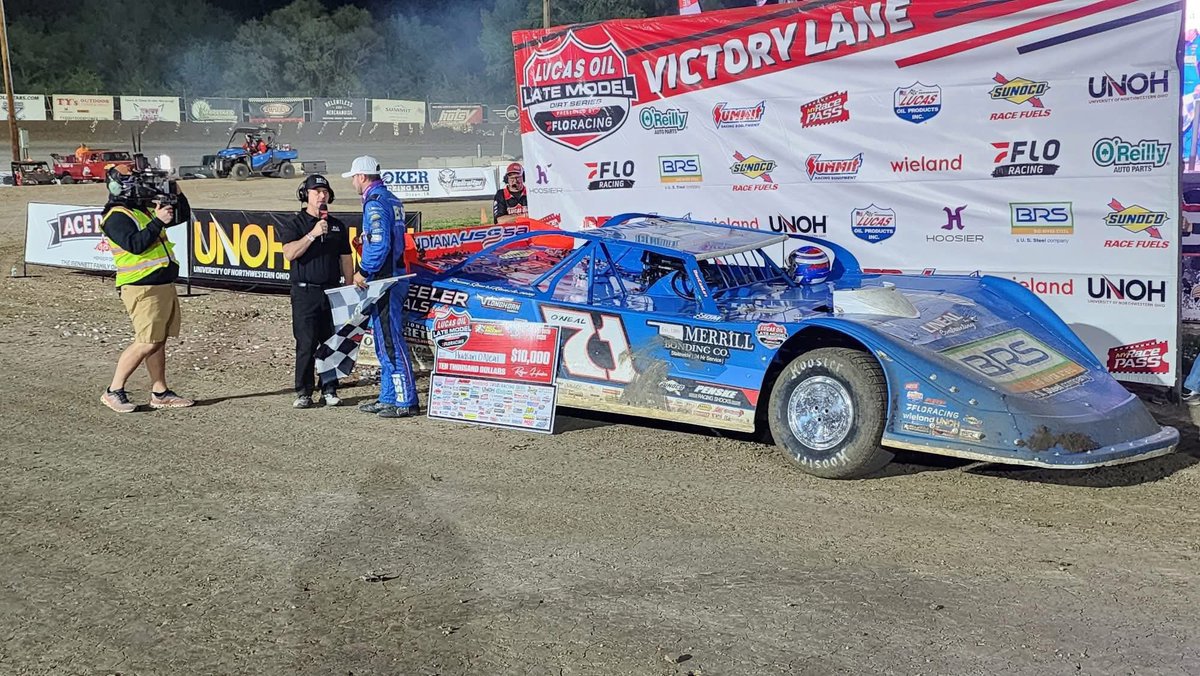 DirtRacingNet's tweet photo. The “New Deal” Hudson O’Neal wheels his way from the 7th starting spot up to the front to pick up a wild win on night 1 at Eagle Raceway in Victory Lane for the “High Banks Heist” grabbing $10,000 on a thrilling win. 

📸:  @EagleRaceway 
📸 : @KoehlerMotorsp https://t.co/Ys6SO111it