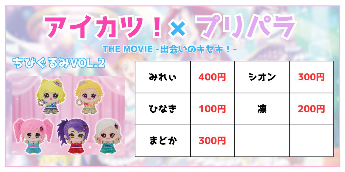 ⭐️買取情報⭐️ アイカツ×プリパラ THE MOVIE -出会いのキセキ- ちび