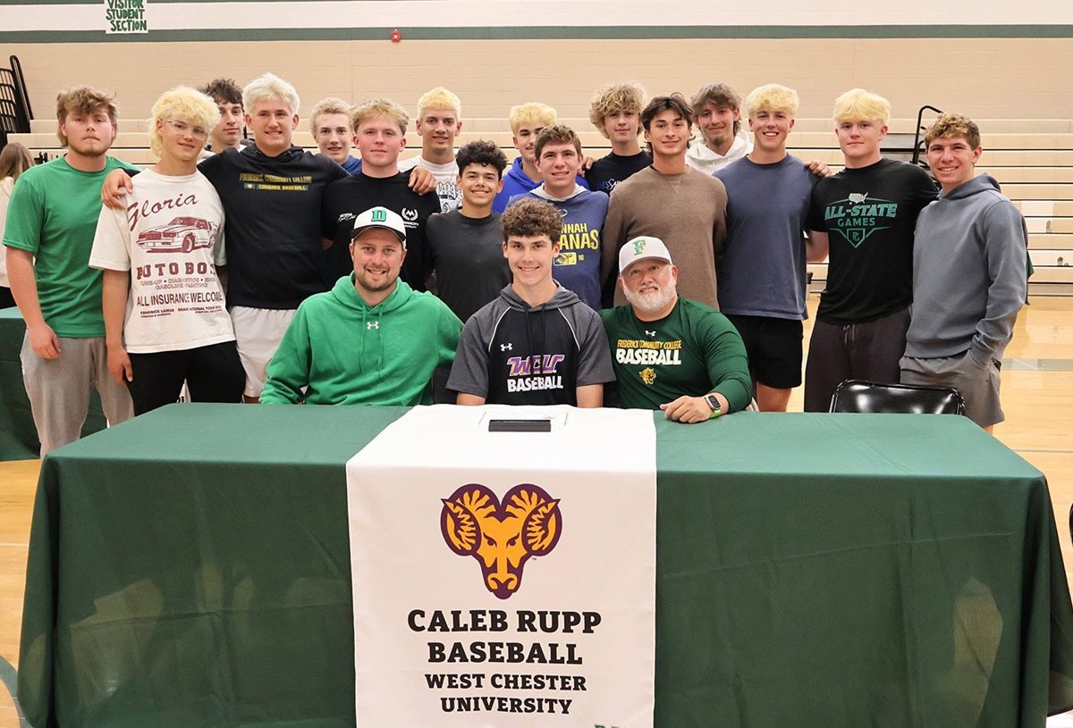DonegalBaseball's tweet photo. ⚾️✍️ NEXT STOP: COLLEGE BASEBALL ✍️⚾️

Congrats to our three seniors continuing their baseball careers at the next level!

🟦 Ethan Laubach → Penn State Scranton 🟨 Evan Niehaus → Frederick CC 🟪 Caleb Rupp → West Chester University

Once an Indian, ALWAYS an Indian. 🌪️💚⚾️ https://t.co/hyLtSheC3J