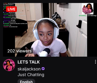 reznuk's tweet photo. skai jackson is live on twitch with 200 viewers https://t.co/7lPYDgUhNb
