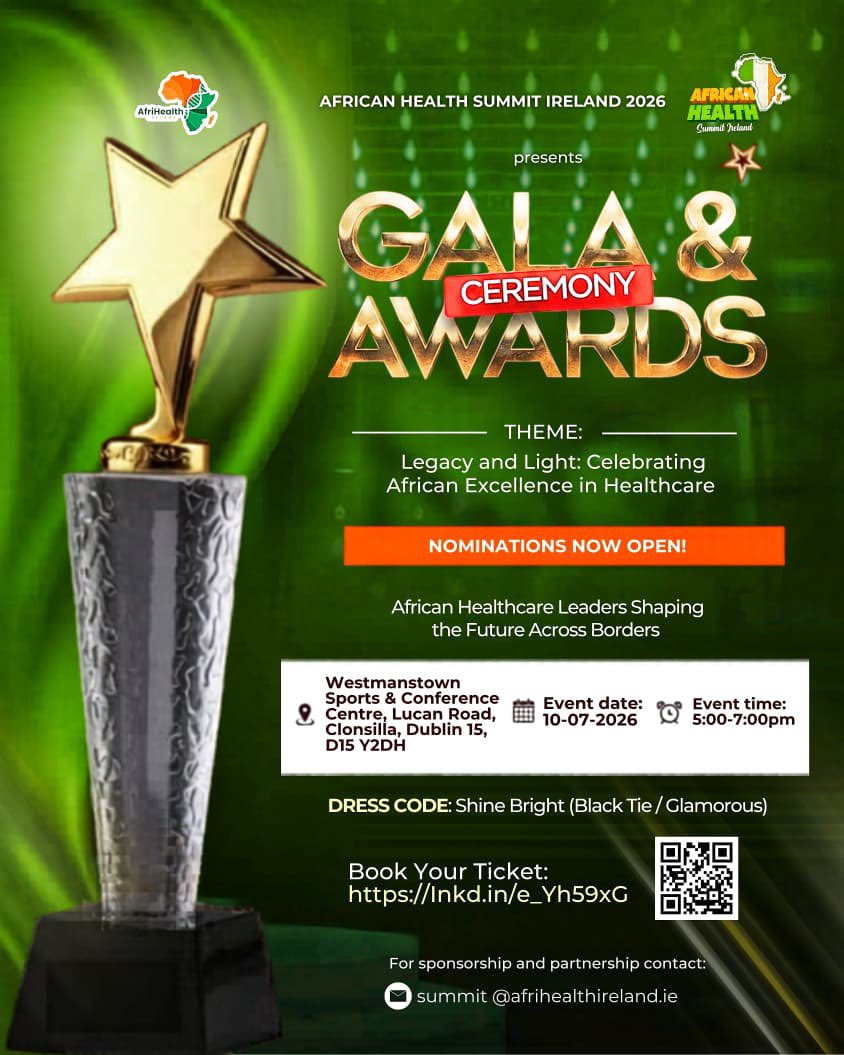 AfriHealthIre's tweet photo. 🏆 Nominations Now Open – African Healthcare Awards 2026

Do you know an outstanding healthcare professional or organisation making impact across borders?

Submit your nomination here:

https://t.co/wUI2fFrLVP

🎟️ Register for the Summit:

https://t.co/TNUoG7vxLv

#AHSI2026 https://t.co/CVF1MzbJU1