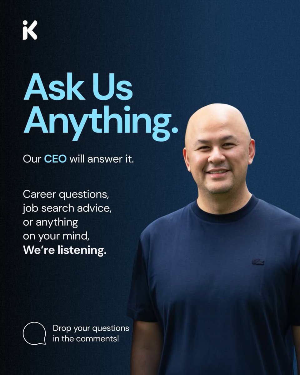 kalibrr's tweet photo. Got career questions? Ask Paul anything 👀

Job hunting struggles?
Not sure what career move to make next?
Feeling stuck or simply curious?

Drop your questions below (or DM us!) big or small, serious or simple. Chances are, someone else is wondering the same thing too. https://t.co/QJkqcaxi9J