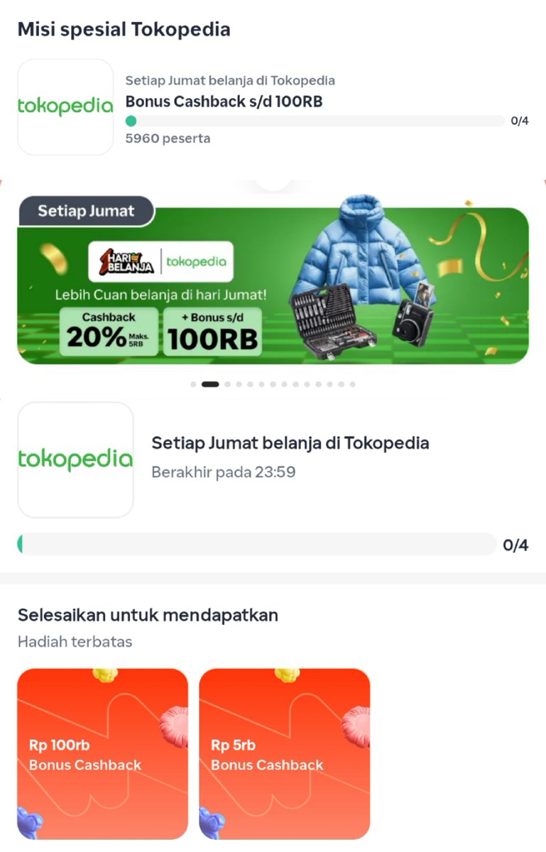 txtdarionlshop's tweet photo. 🚨 info penting buat para pengepul cashback shopback:

Jadi mulai hari ini, setiap hari Jumat lo bisa dapetin cashback s/d 100rb yang bisa dicairin jadi duit ke rekening kalau belanja di Tokopedia pake aplikasi ShopBack. https://t.co/mATyveNtn6