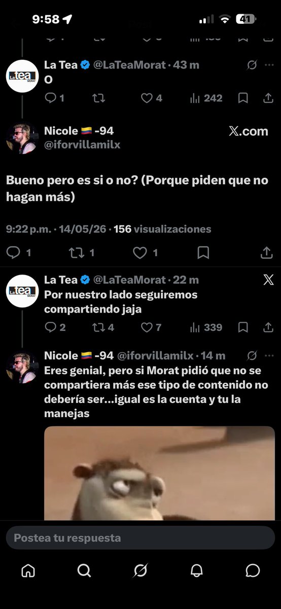 LEDIEoy's tweet photo. @joss_gualdron @Vickyamorxmorat @LaTeaMorat La tea dijo me vale verga lo que digan los chicos 
Creo que si ellos pidieron que no lo hagamos por respeto no hay que hacerlo, es algo fácil de evitar, no es como que los chicos nos pidan la gran cosa https://t.co/ysGx1zM6bd