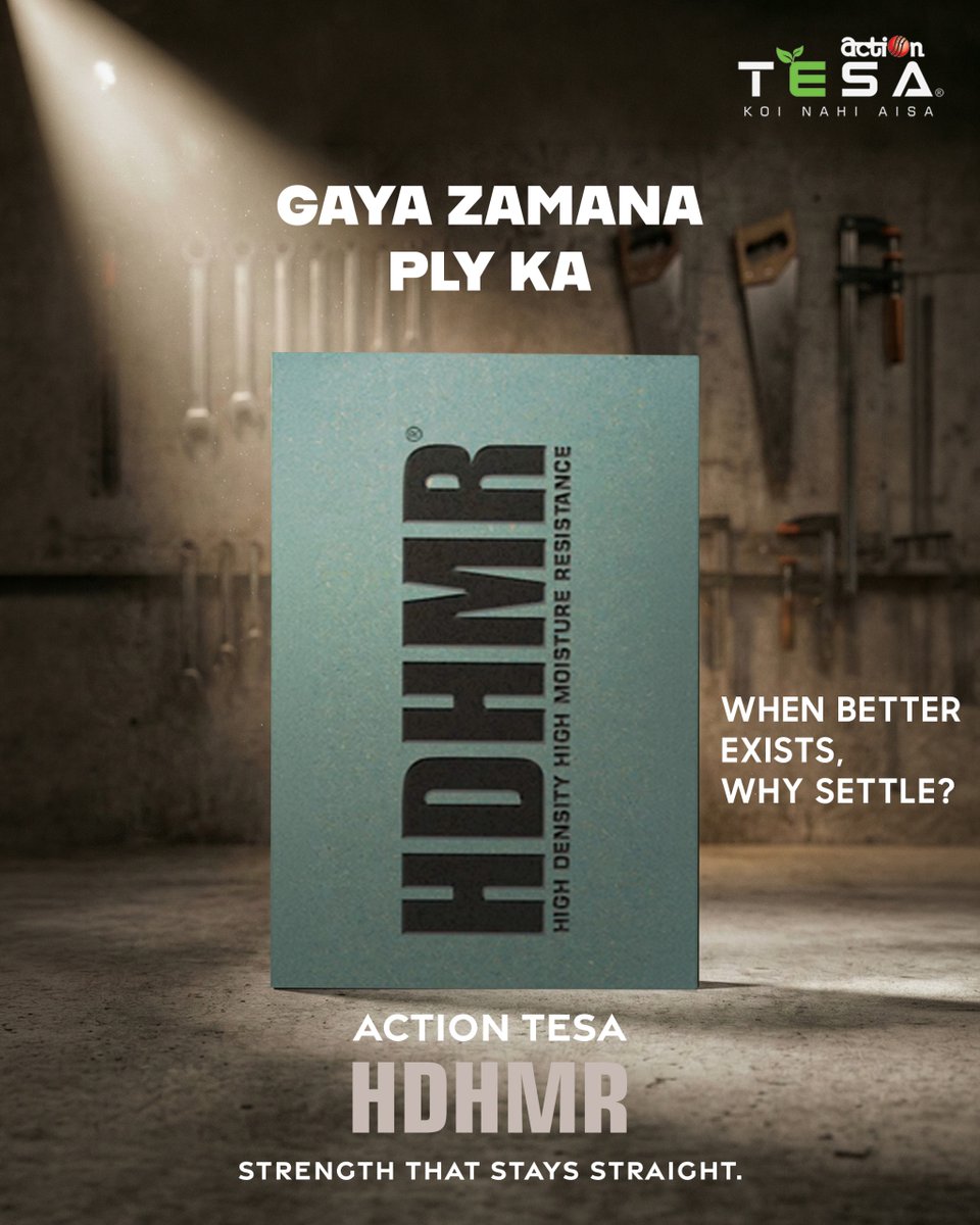 action_tesa's tweet photo. Gaya zamana ply ka.
Ab waqt hai smarter, stronger choice ka.

Action TESA HDHMR delivers where ordinary ply falls short.

When better exists… why settle?
Choose Action TESA HDHMR. Build stronger, build smarter.

#ActionTESA #KOINAHIAISA #HDHMR #gayazamanaplyka #SmartChoices https://t.co/mHgENsclDG
