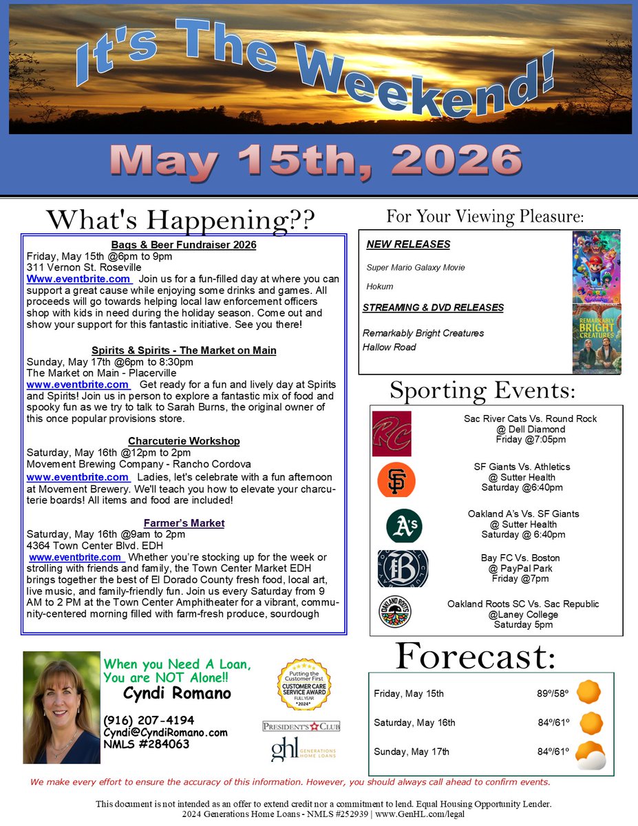 CyndiRomano's tweet photo. It's The Weekend 5/15/26 https://t.co/UOQlBuQyIz