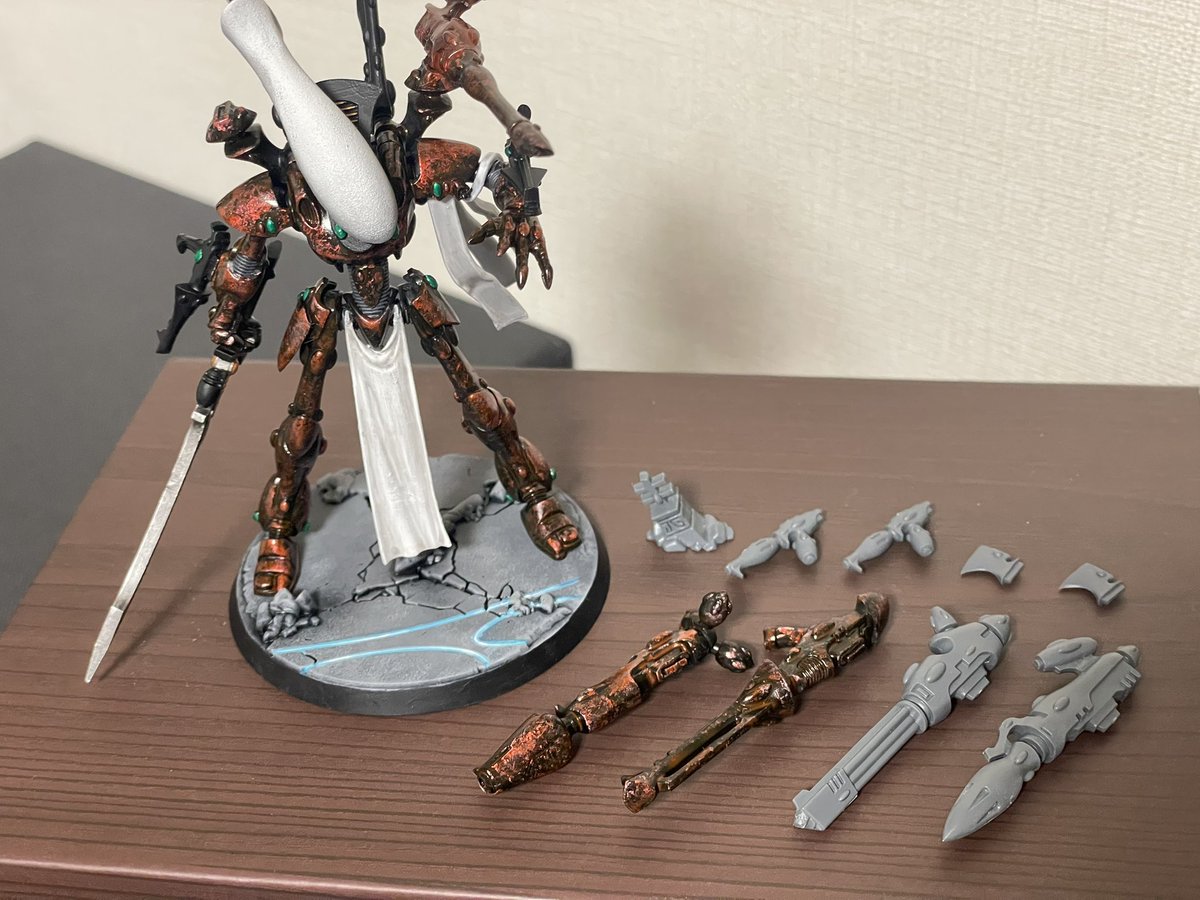 AlikaUp's tweet photo. マグネタイズで武装変更！

…でもまだ全部できてません。
コデックスも持ってません。
そういや遺跡みたいなのベースにつけ忘れてたよ…
#ウォーハンマー https://t.co/2BUXiZ9IZS