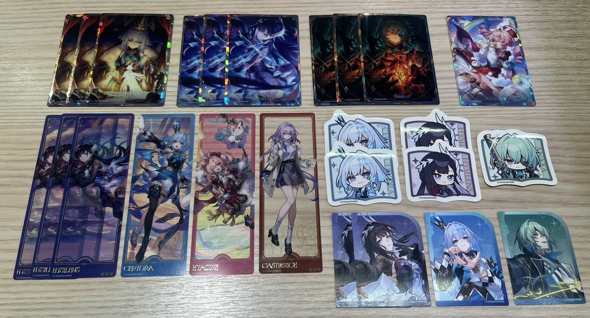 kwor0's tweet photo. 【交換】崩壊スターレイル　スタレ　スシロー　特典

譲: 
ケリュドラ、セイレンス、アナイクス、ヒアンシー、キャストリス(画像参考)

求: 同種ファイノン

※シリアルコード使用済み
現在横浜駅付近お手渡しできます
お気軽に声掛けください、よろしくお願いします。 https://t.co/QyW0MRBIWe