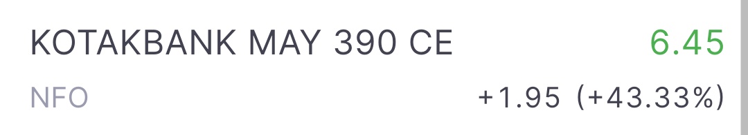 RealRSTrading's tweet photo. #POSTIONAL
#KOTAKBANK MAY 390 CE AT 6
SL - 4
Target - 7/8/9/10/11++
Manage Your Risk! https://t.co/IIfbbFICDr