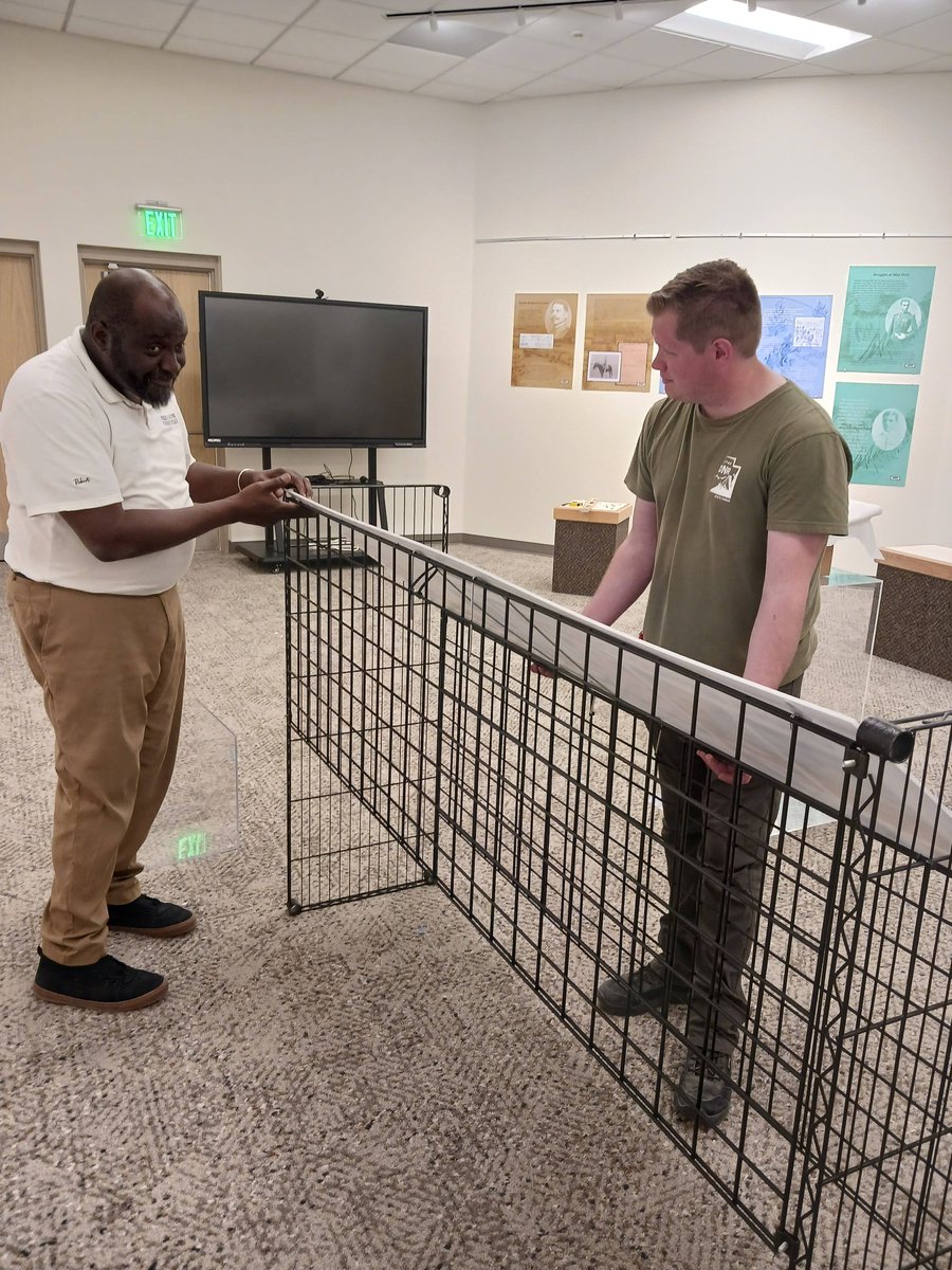 SemaHadithiUtah's tweet photo. Executive Director Robert and our Research &amp; Exhibits person Alice went to Sevier, UT to install our newest and first exhibit on the 9th Cavalry of Buffalo Soldiers in Utah. Thanks to Zach, Maddy, Koy, and Liz at the Fremont Indian State Park &amp; Museum for all their assistance. https://t.co/X5ZwpzkZBw