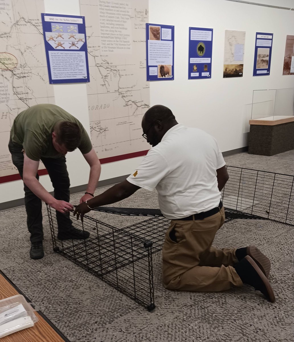 SemaHadithiUtah's tweet photo. Executive Director Robert and our Research &amp; Exhibits person Alice went to Sevier, UT to install our newest and first exhibit on the 9th Cavalry of Buffalo Soldiers in Utah. Thanks to Zach, Maddy, Koy, and Liz at the Fremont Indian State Park &amp; Museum for all their assistance. https://t.co/X5ZwpzkZBw